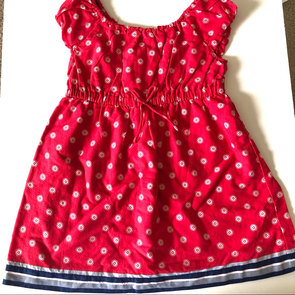 Old Navy Red Prairie Short Sleeve Cotton Dress Toddler Girl Size 3t